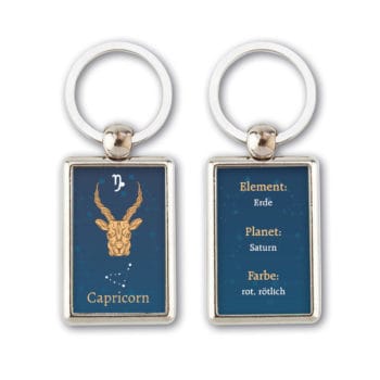 Zwei Fische-Schlüsselanhänger, beide beidseitig aus Metall mit dem Tierkreiszeichen Fische.