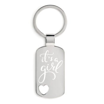 Schlüsselanhänger DogTag Herz zur Geburt its a girl