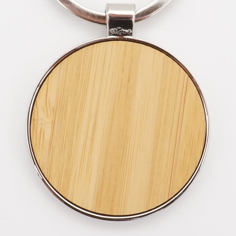 Schlüsselanhänger Bambus Chrome rund mit Gravur