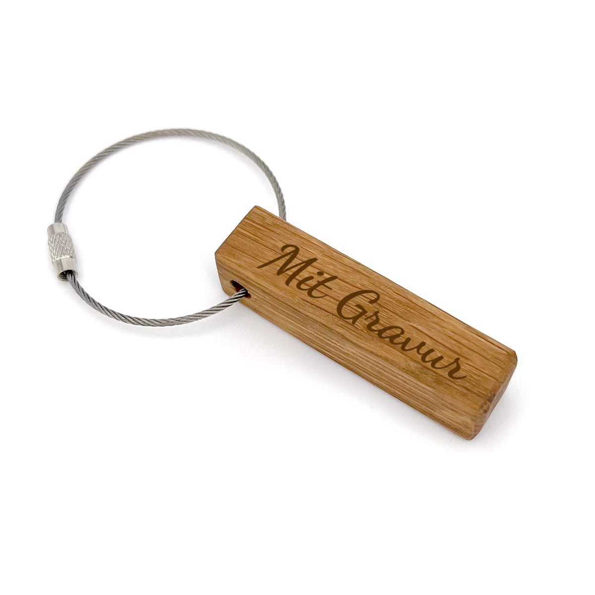 Personalisierter Schlüsselanhänger aus Holz mit Gravur